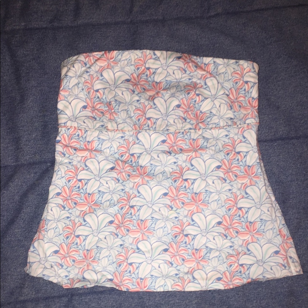 Vineyard Vines Strapless Top (Blue and White)